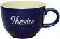 Preview: Jumbotasse mit Schrift (1 Zeile) glänzend blau