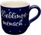 Preview: Coffee mug with font (2 lines) blue 1 point