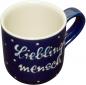Preview: Coffee mug with font (2 lines) blue 1 point