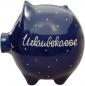 Preview: Sparschwein groß mit Schrift (1 Zeile) blau 1 Punkt