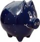 Preview: Sparschwein groß mit Schrift (3 Zeilen) blau 3 Punkt
