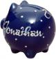 Preview: Sparschwein klein mit Schrift (1 Zeile) blau 1 P