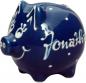 Preview: Sparschwein klein mit Schrift (1 Zeile) blau 1 P