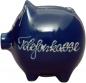 Preview: Sparschwein mittel mit Schrift (1 Zeile) glänzend blau