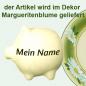 Preview: Sparschwein mittel mit Schrift (1 Zeile) Dekor Margueritenblume