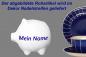 Preview: Sparschwein klein mit Schrift (1 Zeile) blau Nadelstreifen
