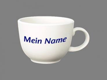 Jumbotasse mit Schrift (1 Zeile) hell 1 Punkt