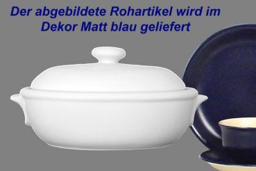 Brottopf groß mit Schrift (1 Zeile) matt blau