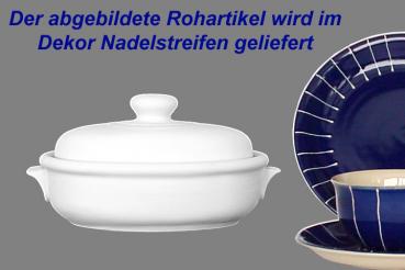 Brottopf klein mit Schrift (1 Zeile) Nadelstreifen blau