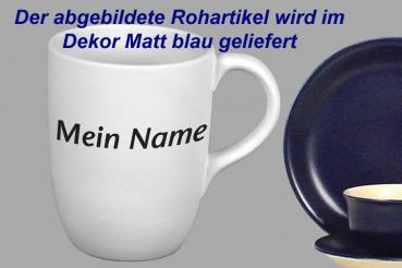 Cappuccino mit Schrift (1 Zeile) matt blau