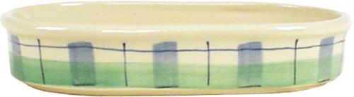 Fischbüchse oval karo grün-blau