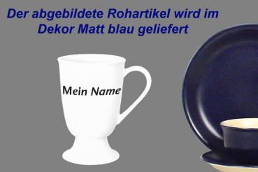 Fußtasse mit Schrift (1 Zeile) matt blau