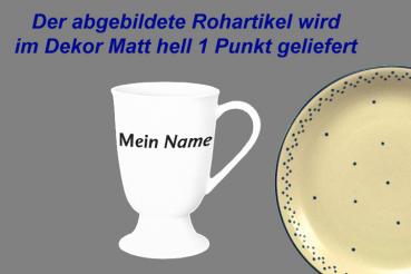 Fußtasse mit Schrift (1 Zeile) matt hell 1 Punkt