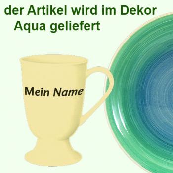 Fußtasse mit Schrift (1 Zeile) Aqua