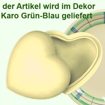 Herzdose karo grün-blau