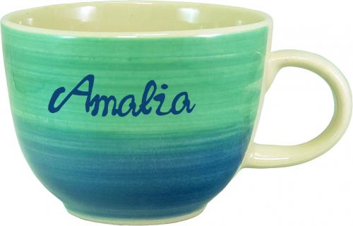 Jumbotasse mit Schrift (1 Zeile) Aqua