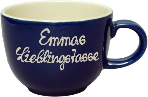 Jumbotasse mit Schrift (2 Zeilen)