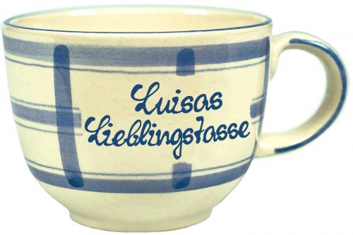 Jumbotasse mit Schrift (2 Zeilen)