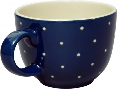 Jumbotasse mit Schrift (2 Zeilen) blau 1 Punkt