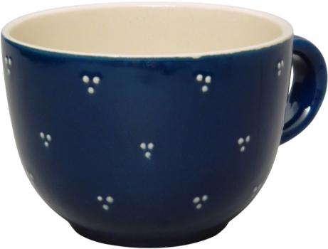 Jumbotasse mit Schrift (2 Zeilen) blau 3 Punkt