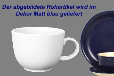 Jumbotasse mit Schrift (2 Zeilen) matt blau