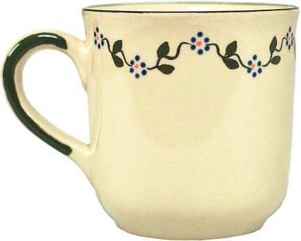 Kaffeebecher mit Schrift (2 Zeilen) Vergissmeinnicht