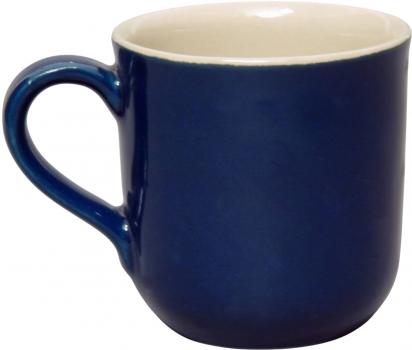 Kaffeebecher mit Schrift (2 Zeilen) glänzend blau