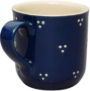 Kaffeebecher mit Schrift (2 Zeilen) blau 3 Punkt