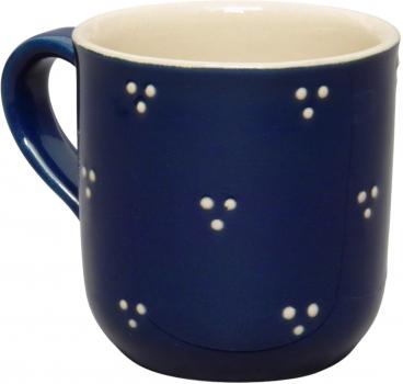 Kaffeebecher mit Schrift (2 Zeilen) blau 3 Punkt