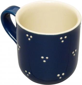 Kaffeebecher mit Schrift (2 Zeilen) blau 3 Punkt