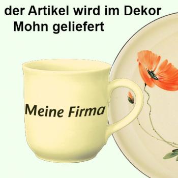 Kaffeebecher mit Schrift (2 Zeilen) Mohn