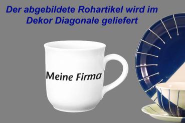 Kaffeebecher mit Schrift (2 Zeilen) Diagonale