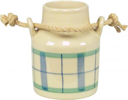 Milchkanne H 13 cm karo grün-blau