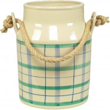 Milchkanne H 23 cm karo grün-blau