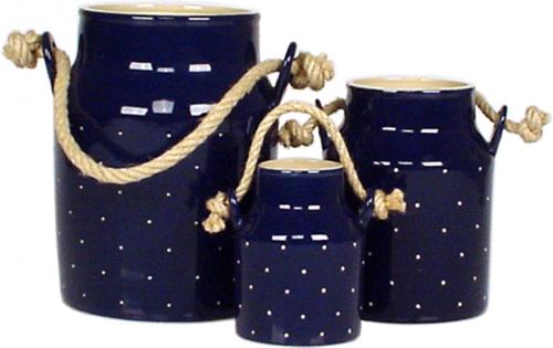 Milchkanne H 18 cm blau 3 Punkt