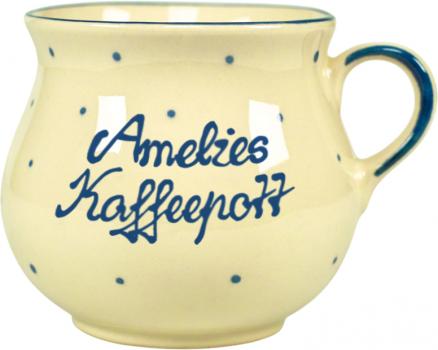 Mollytasse mit Schrift (2 Zeilen) hell 1 Punkt