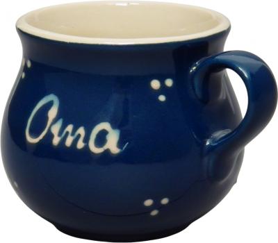 Mollytasse mit Schrift (1 Zeile) blau 3 Punkt