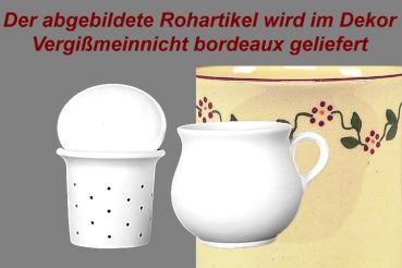 Mollytasse mit Sieb und Deckel Vergissmeinnicht bordeaux