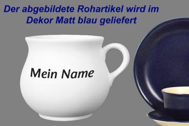 Mollytasse mit Schrift (1 Zeile) matt blau
