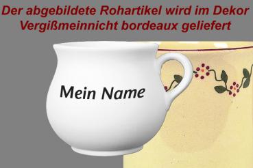 Mollytasse mit Schrift (1 Zeile) Vergissmeinnicht bordeaux