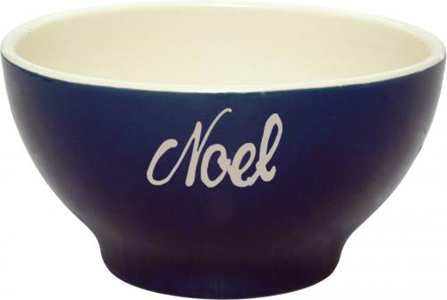 Müslischale 13 mit Schrift (1 Zeile) glänzend blau