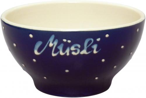 Müslischale 13 mit Schrift (1 Zeile) blau 1 Punkt