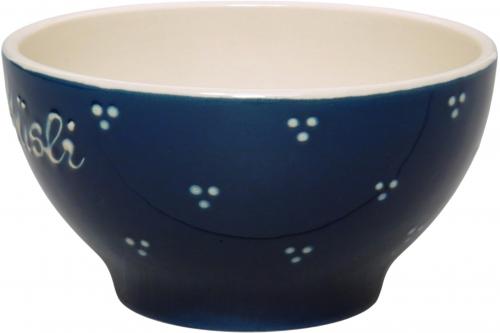 Müslischale 13 mit Schrift (1 Zeile) blau 3 Punkt
