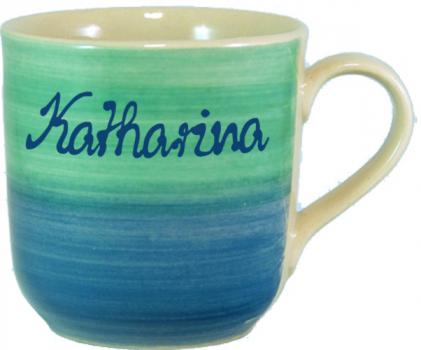 Namensbecher mit Schrift (1 Zeile) Aqua