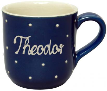 Coffee mug with font (1 line) blue 1 point