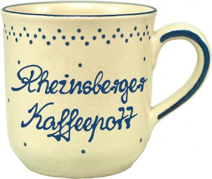 Kaffeebecher mit Schrift (2 Zeilen) matt hell 1 Punkt