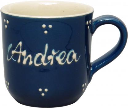 Namensbecher mit Schrift (1 Zeile) blau 3 Punkt