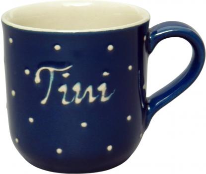 Coffee mug with font (1 line) blue 1 point