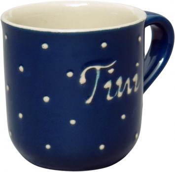 Coffee mug with font (1 line) blue 1 point