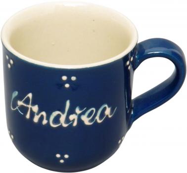 Namensbecher mit Schrift (1 Zeile) blau 3 Punkt